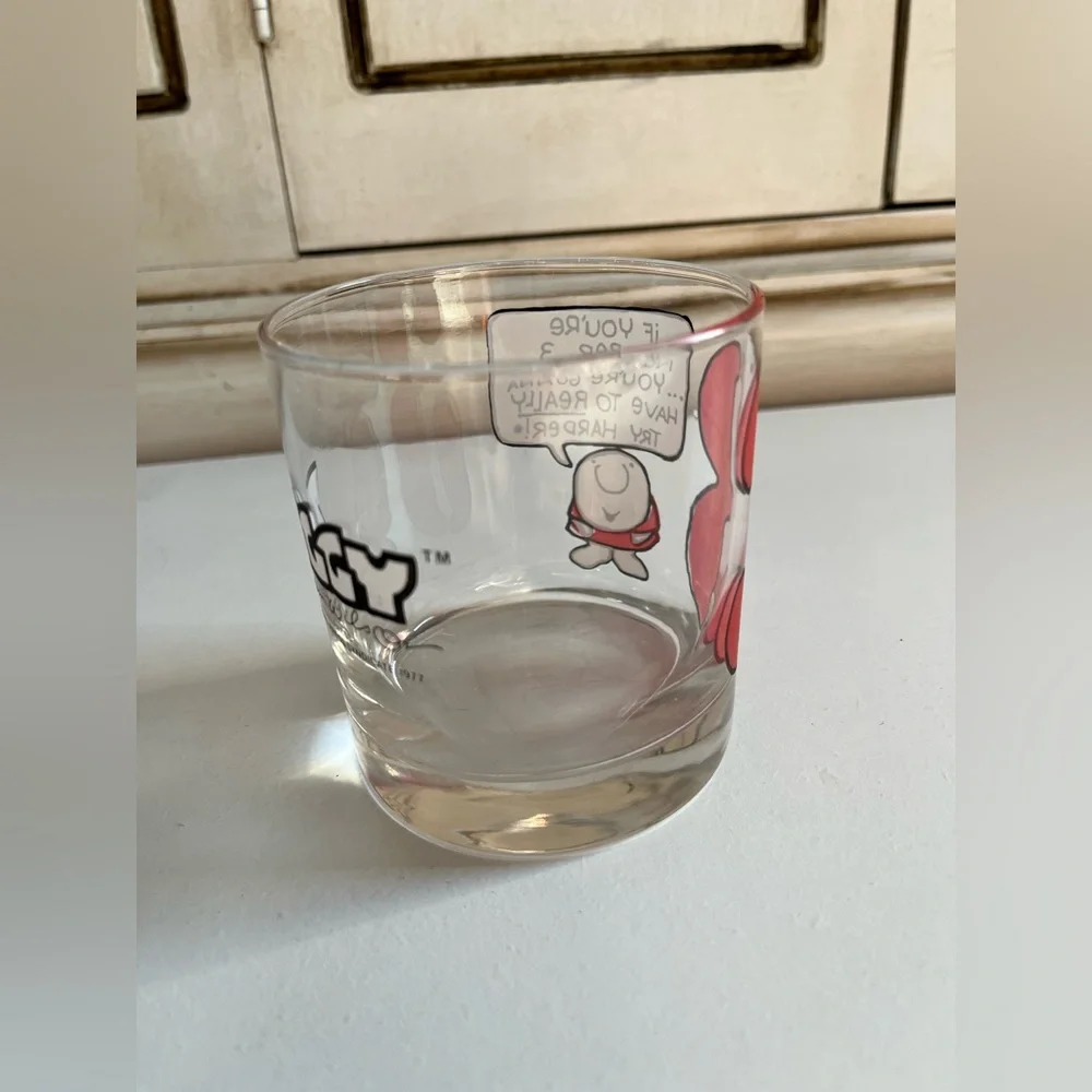 Vintage Ziggy Glass Printed Number 3 bar Lowball Drinking ‘77 Tom Wilson Rare